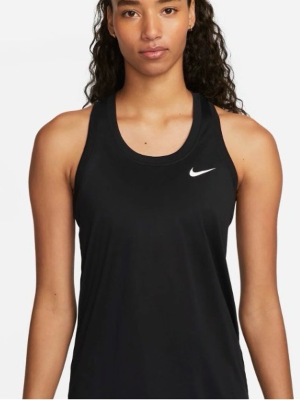 Nike Dri Fit Black Racerback Athletic Top with White Swoosh